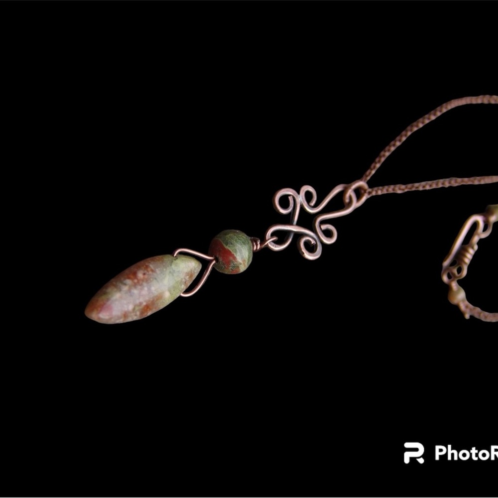 Hand Crafted Unakite and Copper Necklace by Sandy Robinson Jewelry